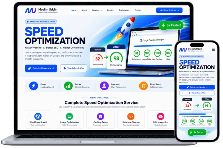 WordPress Website Speed Optimization Service Portfolio by Moslim Uddin